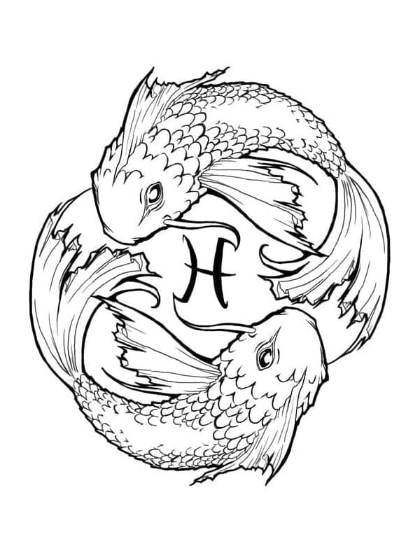 Zodiac Pisces coloring page
