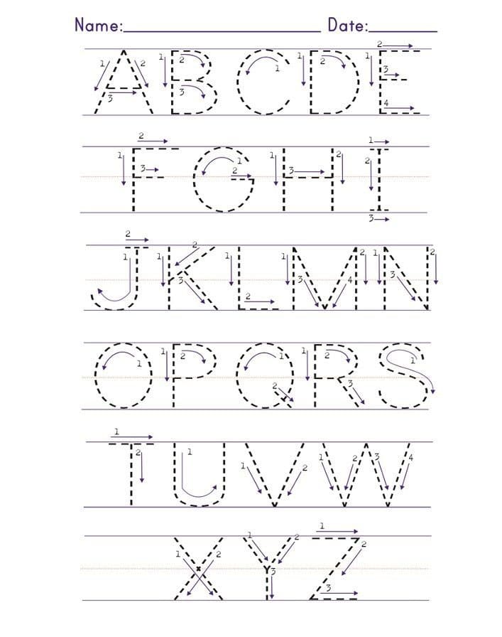 Printable Letter A-Z Tracing Activity