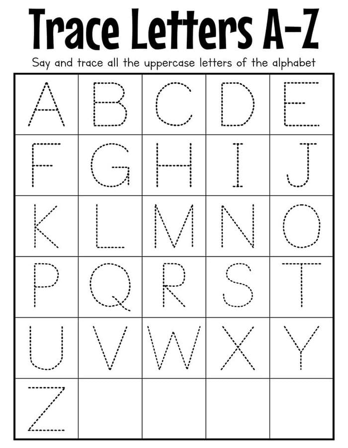 Printable Letter A-Z Tracing Capital