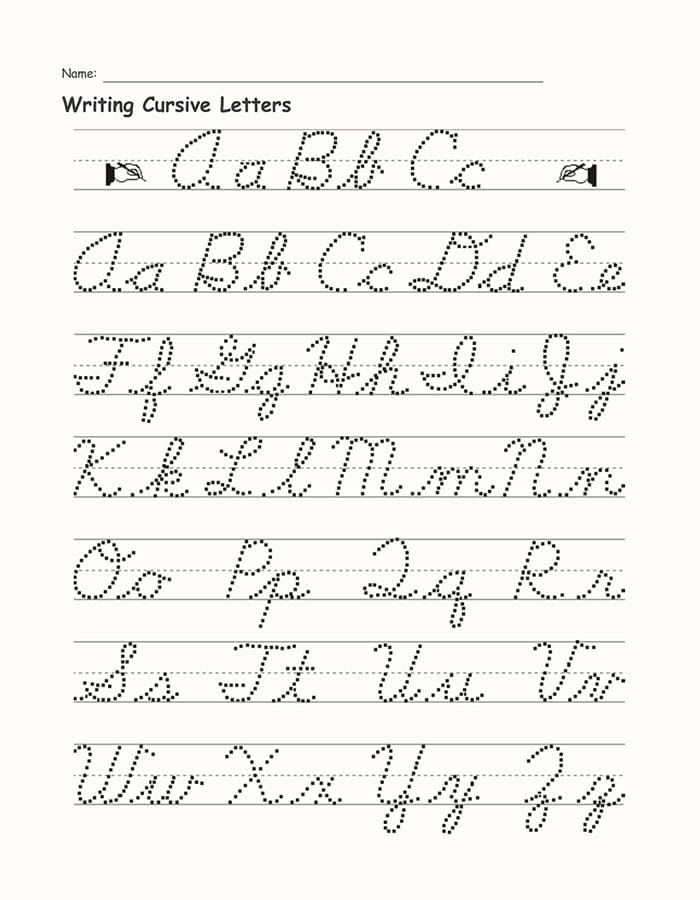 Printable Letter A-Z Tracing Cursive