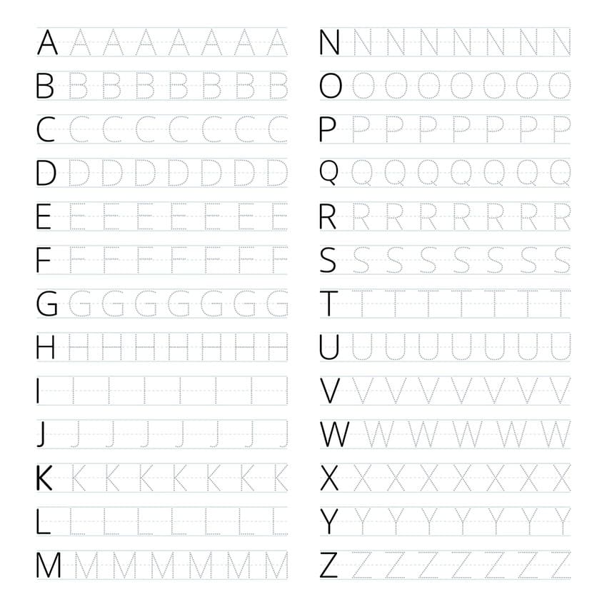 Printable Letter A-Z Tracing For Kid