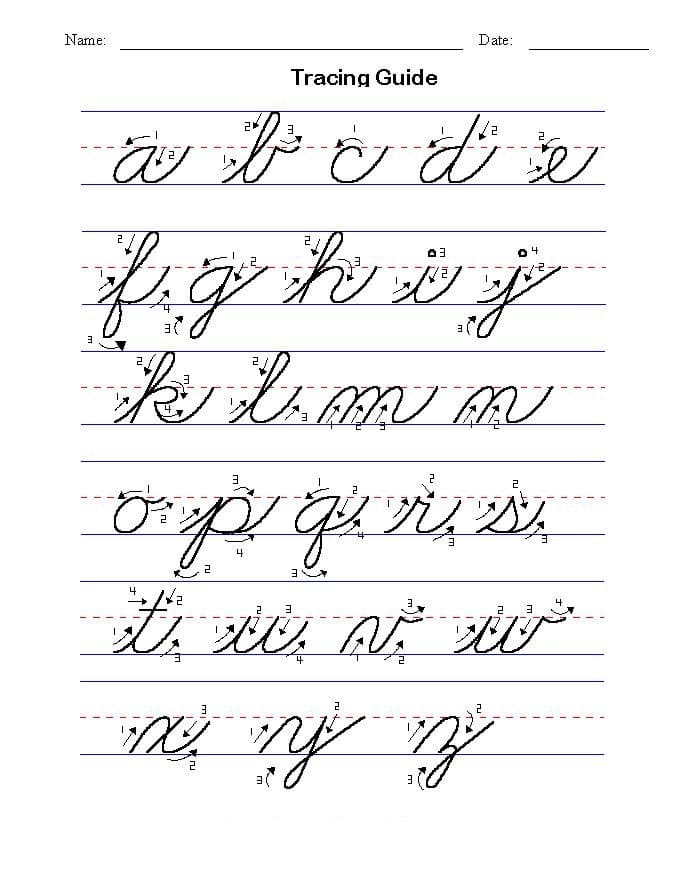 Printable Letter A-Z Tracing Handwriting