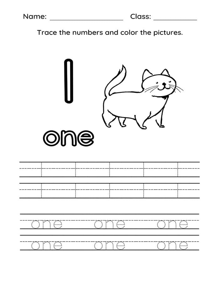 Printable Number 1 Tracing For Preschool