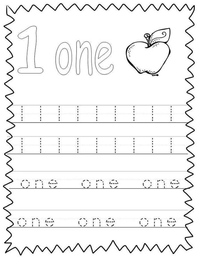 Printable Number 1 Tracing Lesson