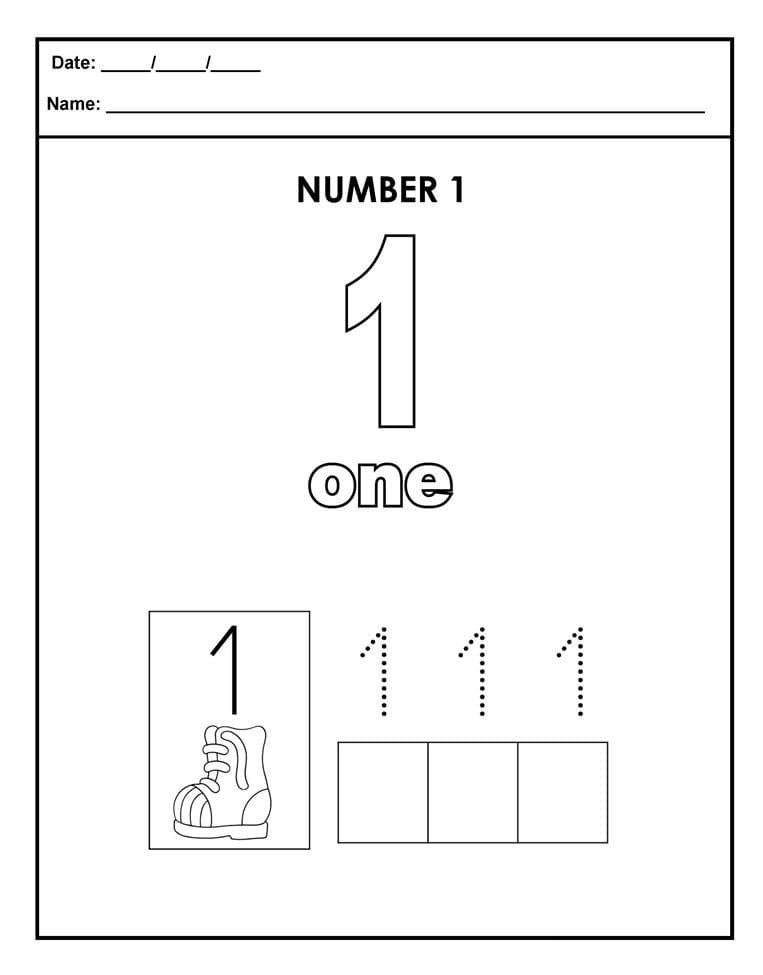 Printable Number 1 Tracing Page