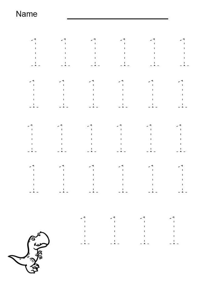 Printable Number 1 Tracing Sheets