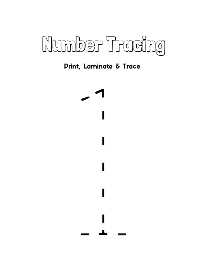 Printable Number 1 Tracing