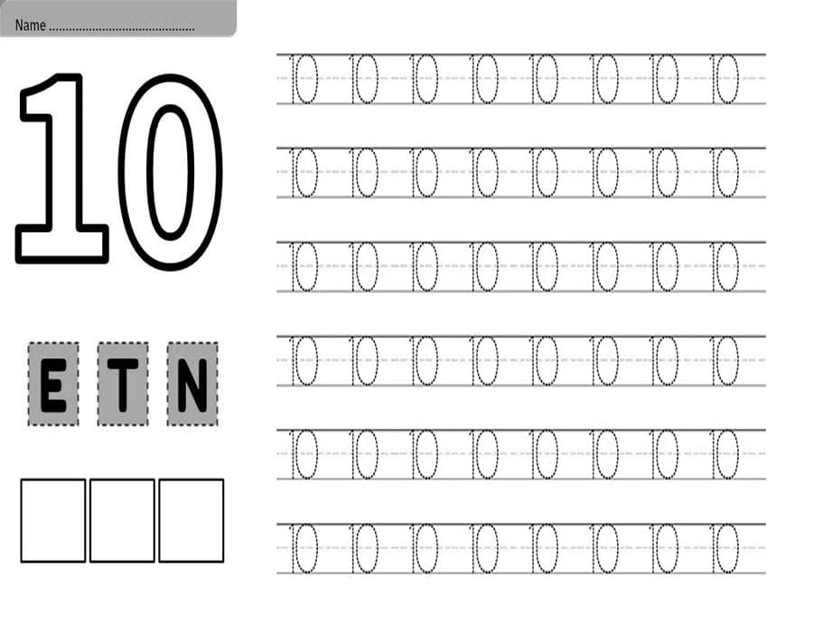 Printable Number 10 Tracing Easy