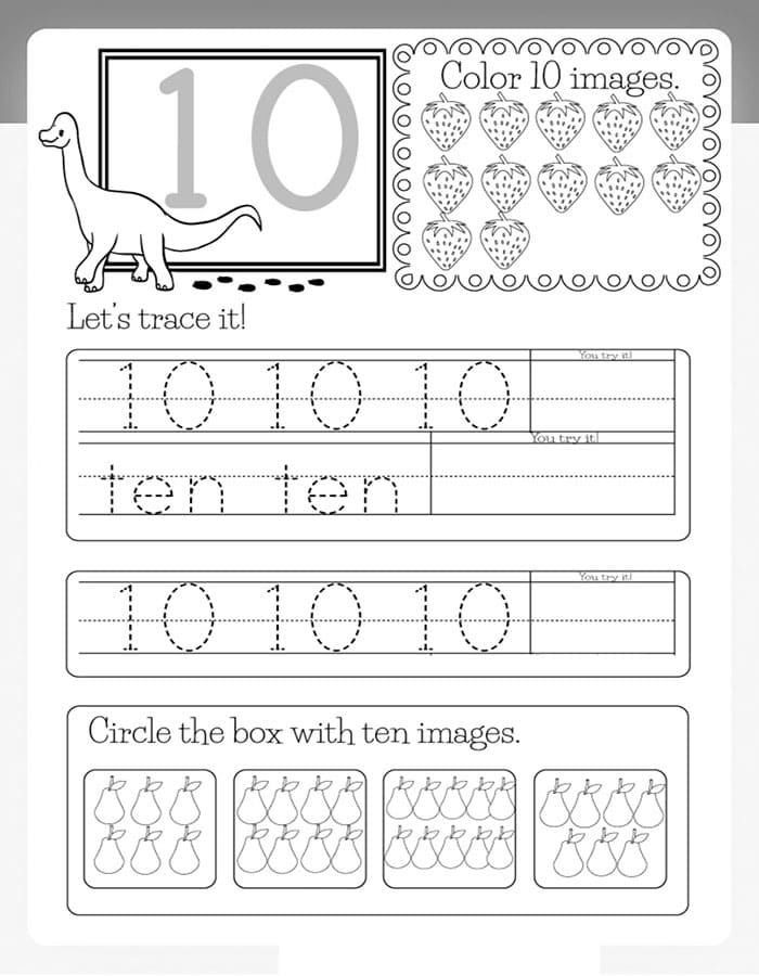 Printable Number 10 Tracing Page