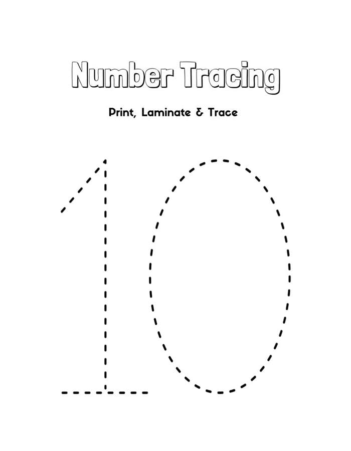 Printable Number 10 Tracing