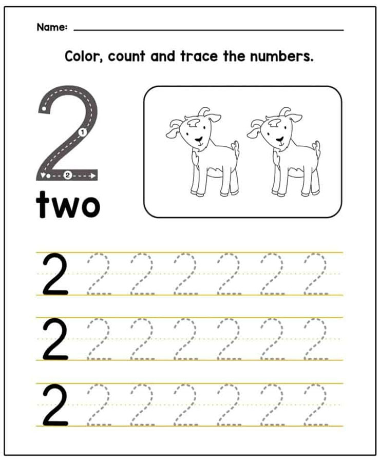Printable Number 2 Count And Trace