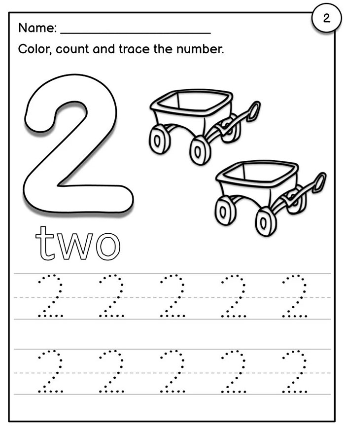 Printable Number 2 Tracing Preschool
