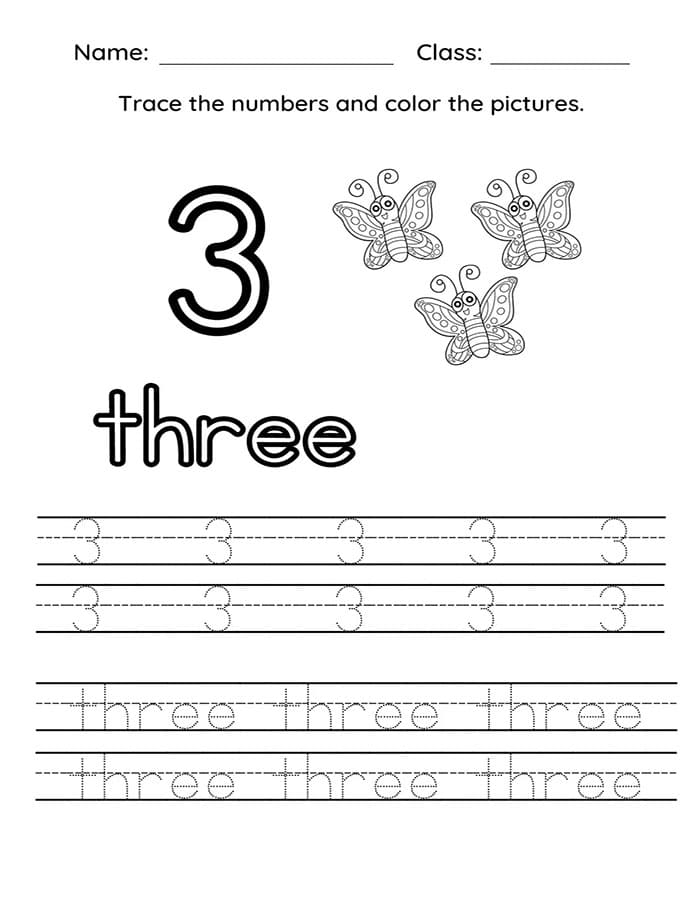Printable Number 3 Tracing Preschool