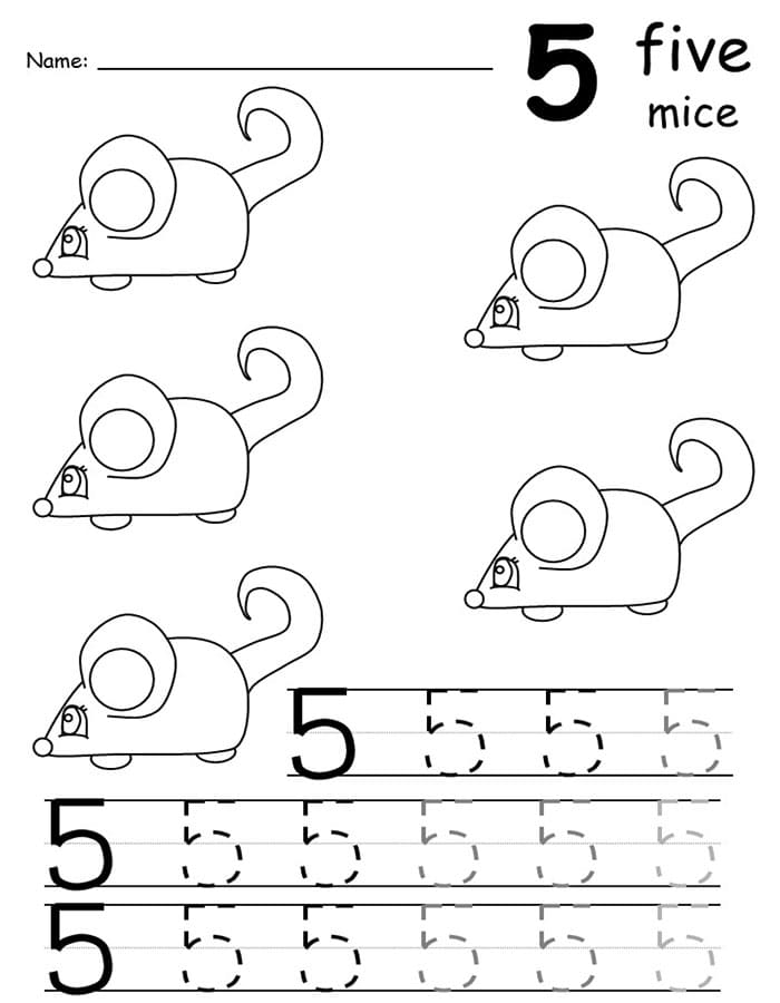 Printable Number 5 Count And Trace