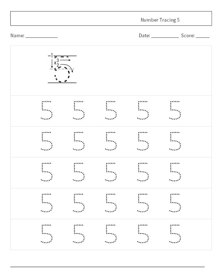 Printable Number 5 Tracing Easy