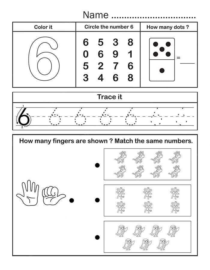 Printable Number 6 Tracing Page
