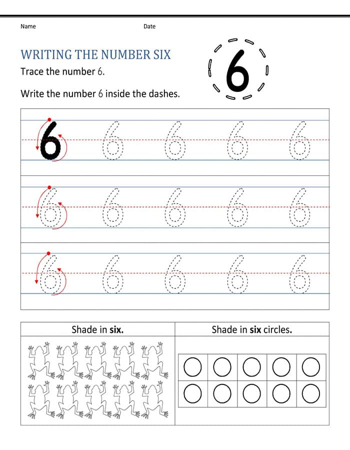 Printable Number 6 Tracing Preschool