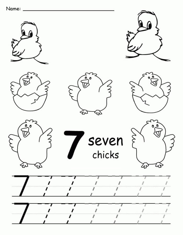 Printable Number 7 Tracing And Count