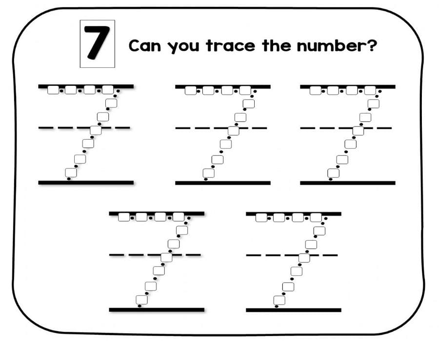 Printable Number 7 Tracing For Kids