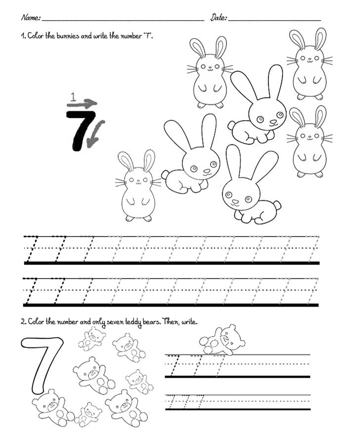 Printable Number 7 Tracing Page
