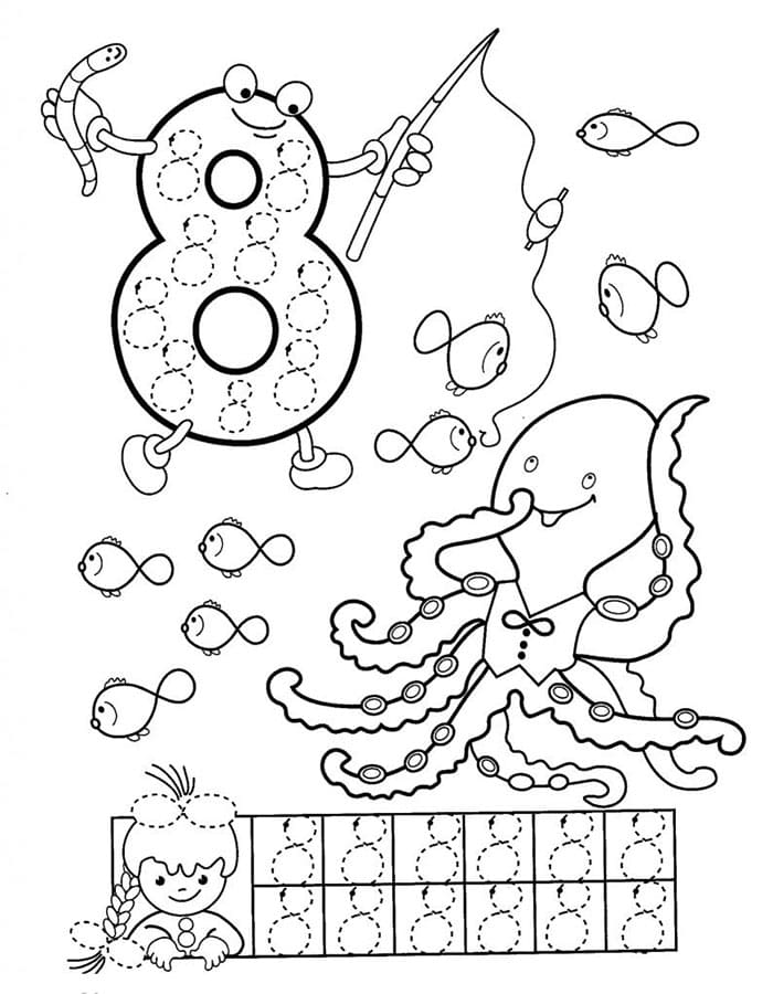 Printable Number 8 Tracing Color