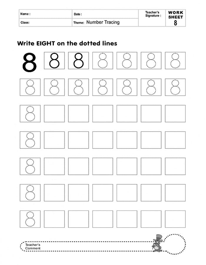 Printable Number 8 Tracing Easy