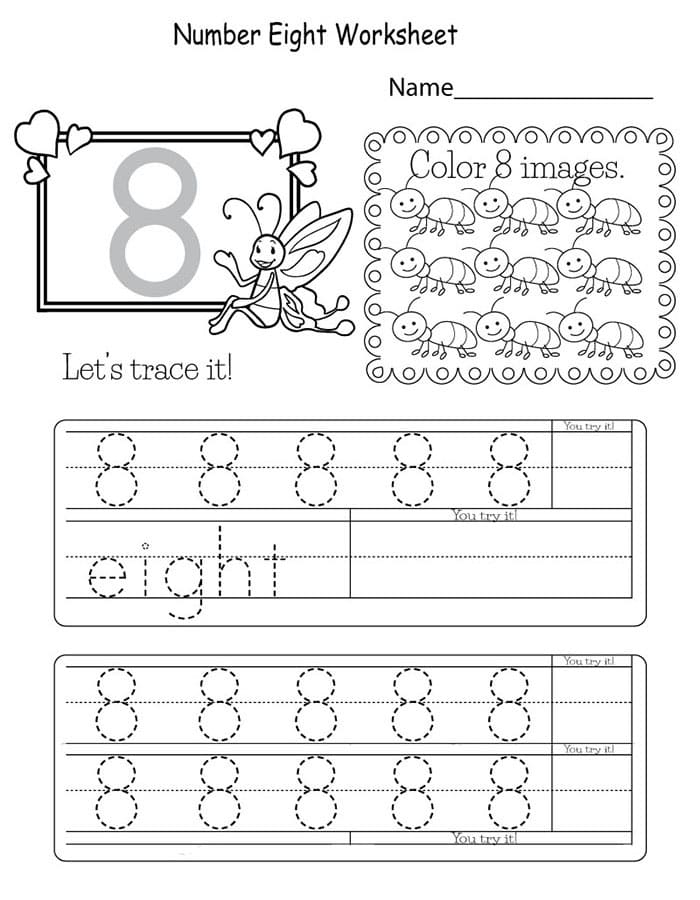 Printable Number 8 Tracing Preschool