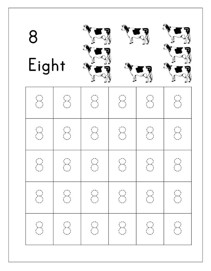 Printable Number 8 Tracing Sheets