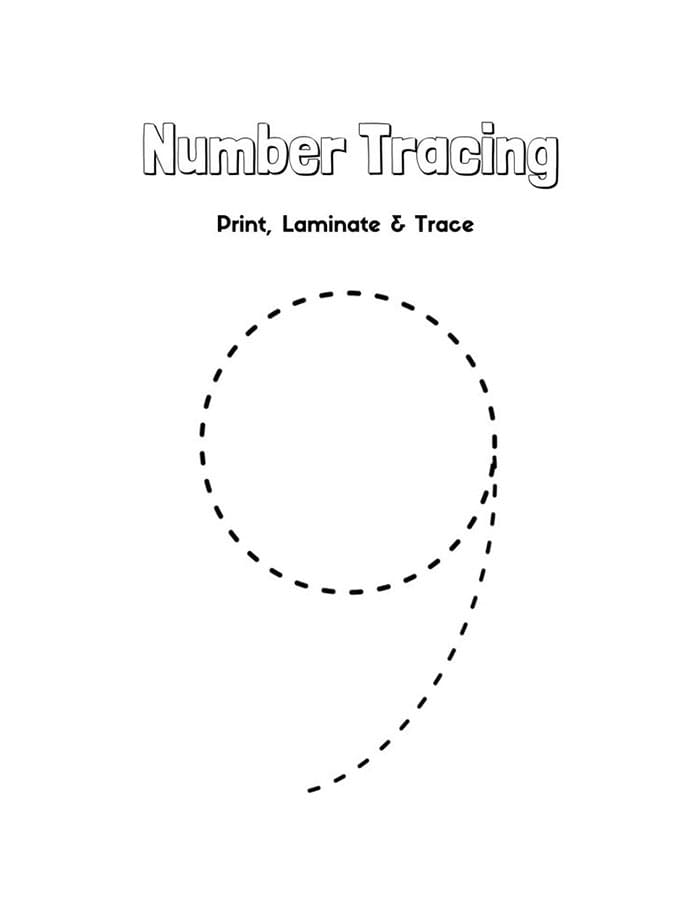 Printable Number 9 Tracing