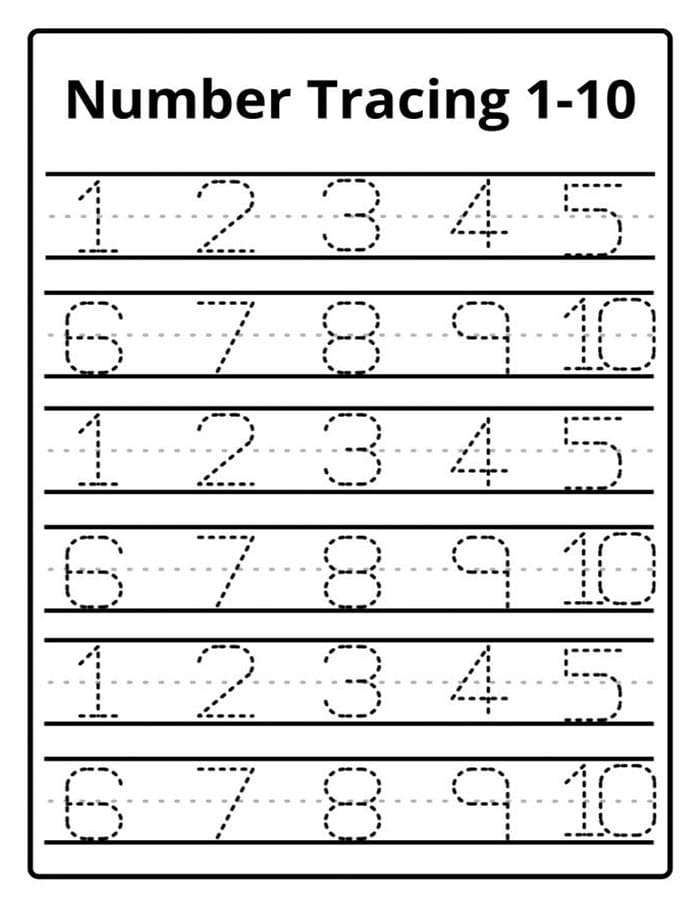 Printable Number Tracing 1-10