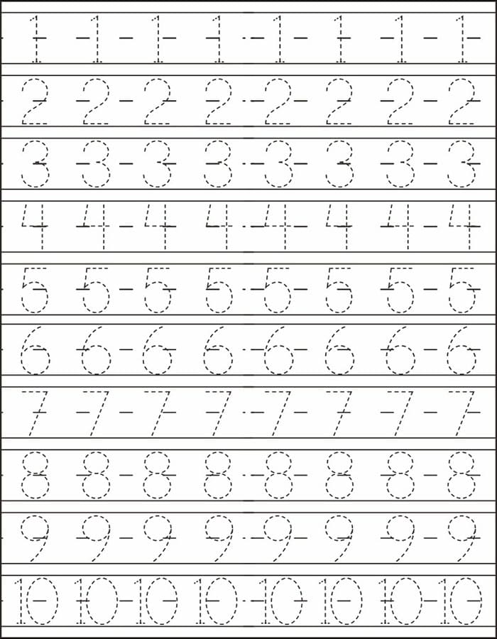 Printable Numbers Tracing Worksheet 1 To 10