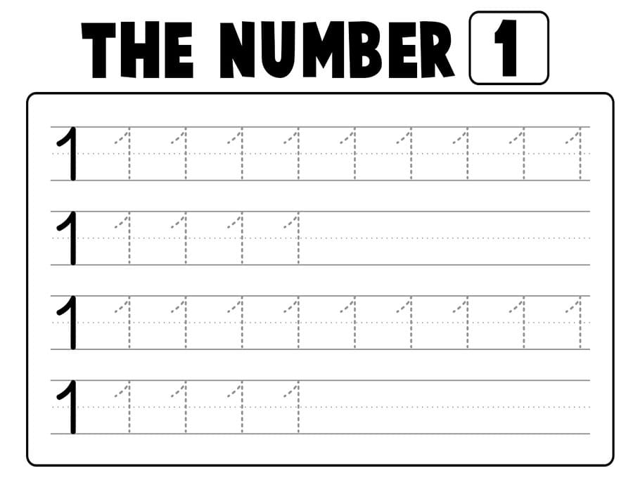 Printable The Number 1 Tracing