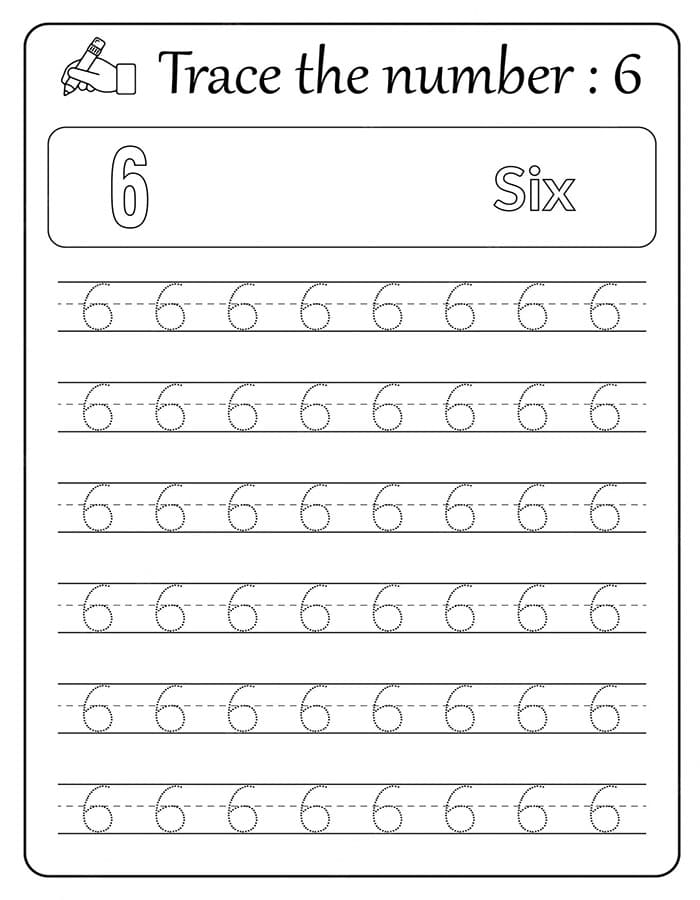 Printable Trace Number 6 Write