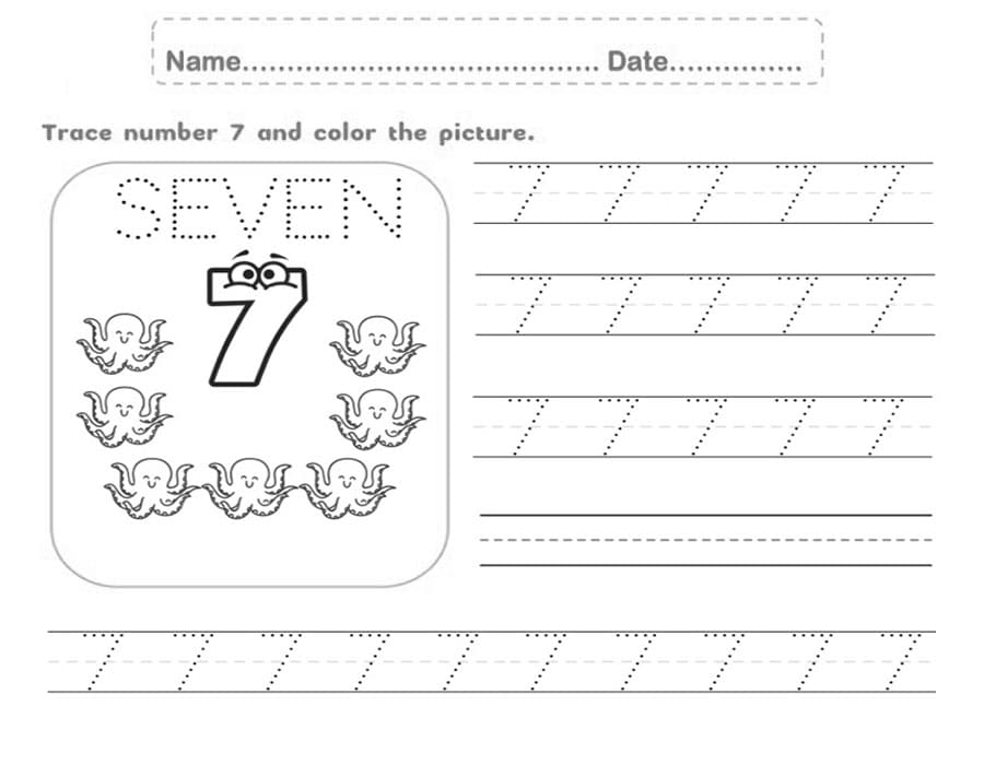Printable Trace Number 7