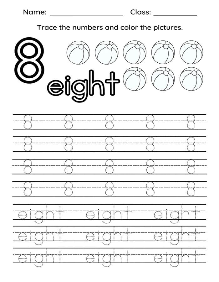 Printable Trace The Number 8