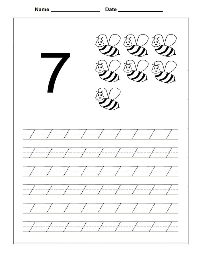 Printable Tracing Number 7 Worksheets