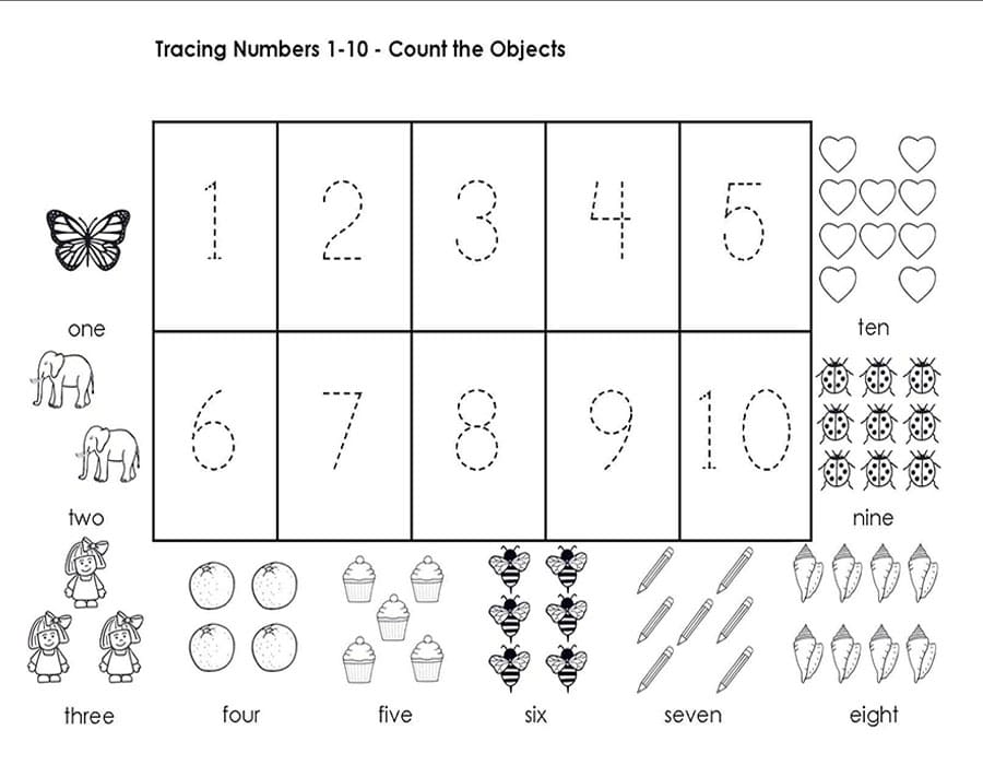 Numbers 1-10 Tracing