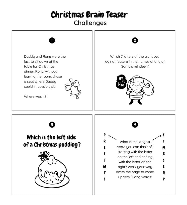 Printable Christmas Brain Teasers