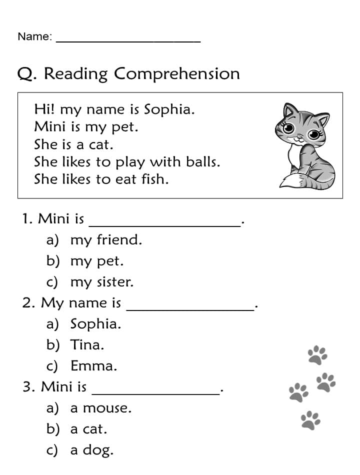 Printable Class 1 English Worksheets Practice