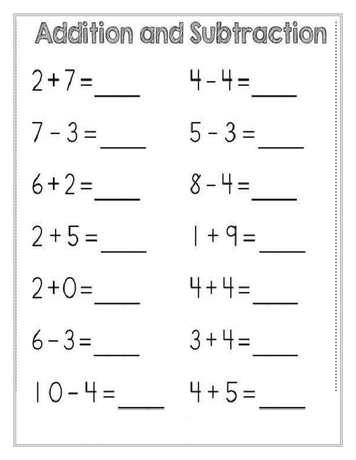 Printable Class 1 Maths Worksheet Addition And Subtraction
