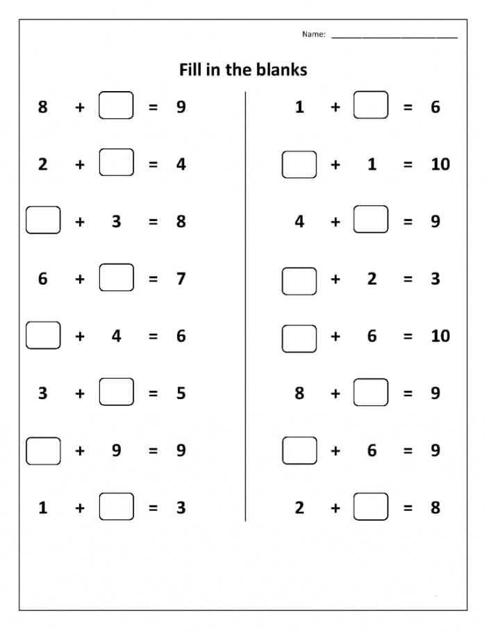 Printable Class 1 Maths Worksheet Practice