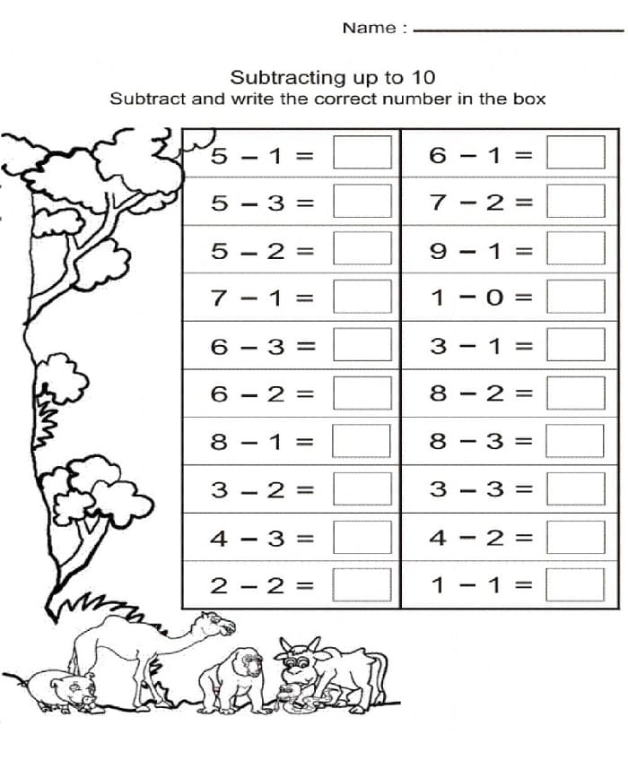 Printable Class 1 Maths Worksheets Subtraction