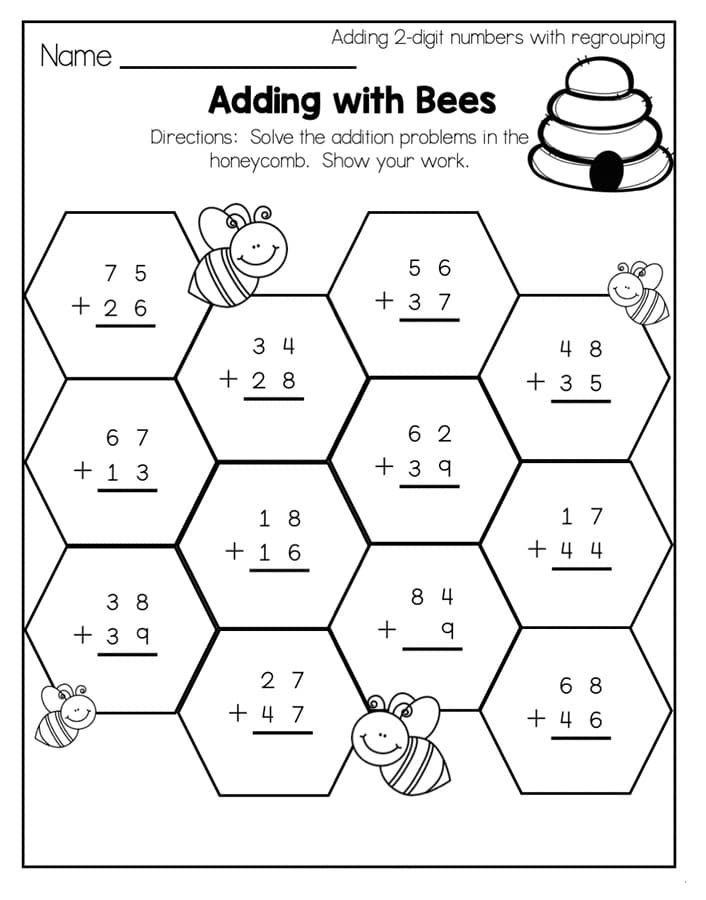 Printable Class 2 Maths Worksheets 2 Digit Addition