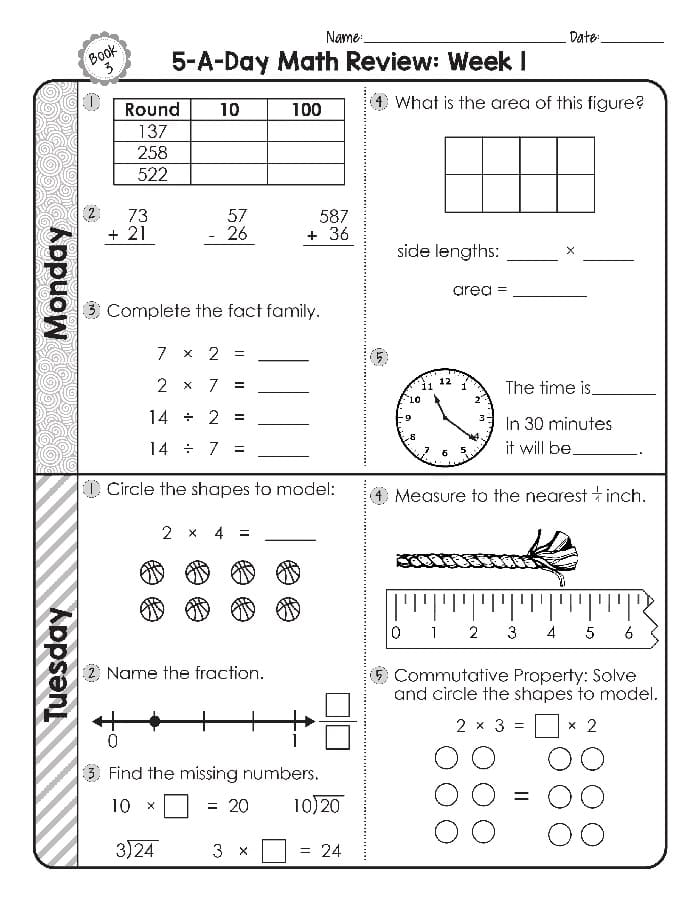 Printable Class 3 Maths Worksheets Daily