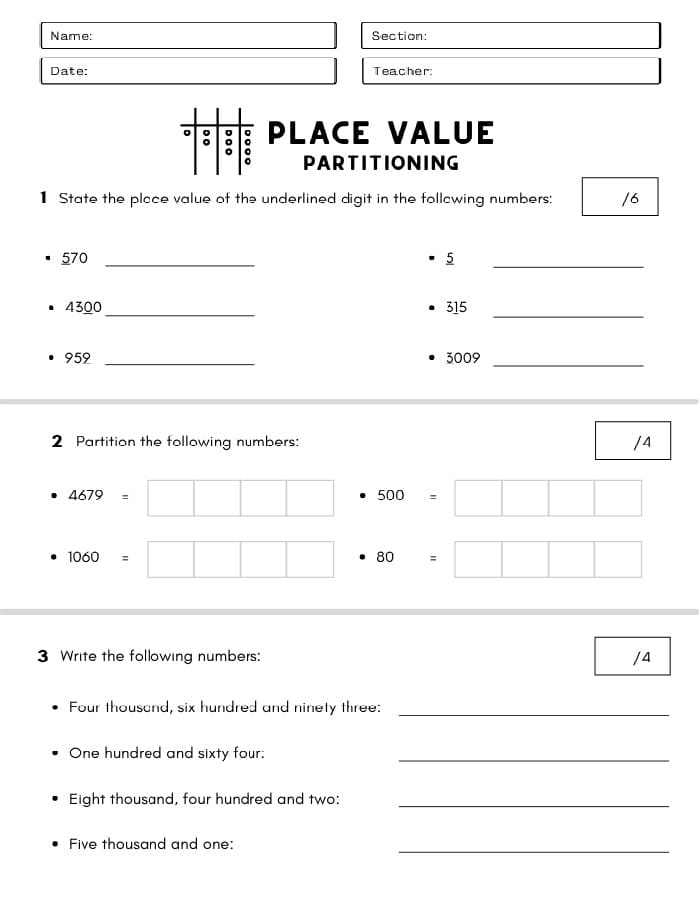 Printable Class 3 Maths Worksheets Practice