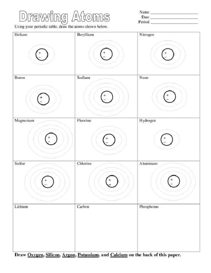 Printable Drawing Atomic Structure Worksheets
