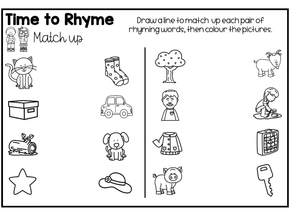 Printable Easy Rhyming Words Worksheet