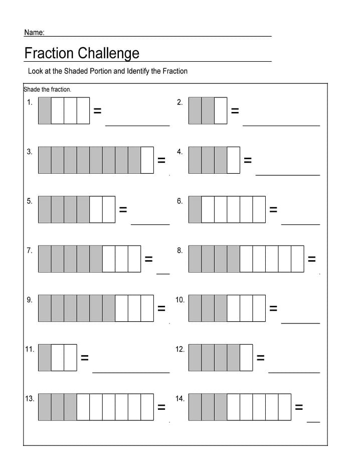 Printable Fractions Worksheet Easy