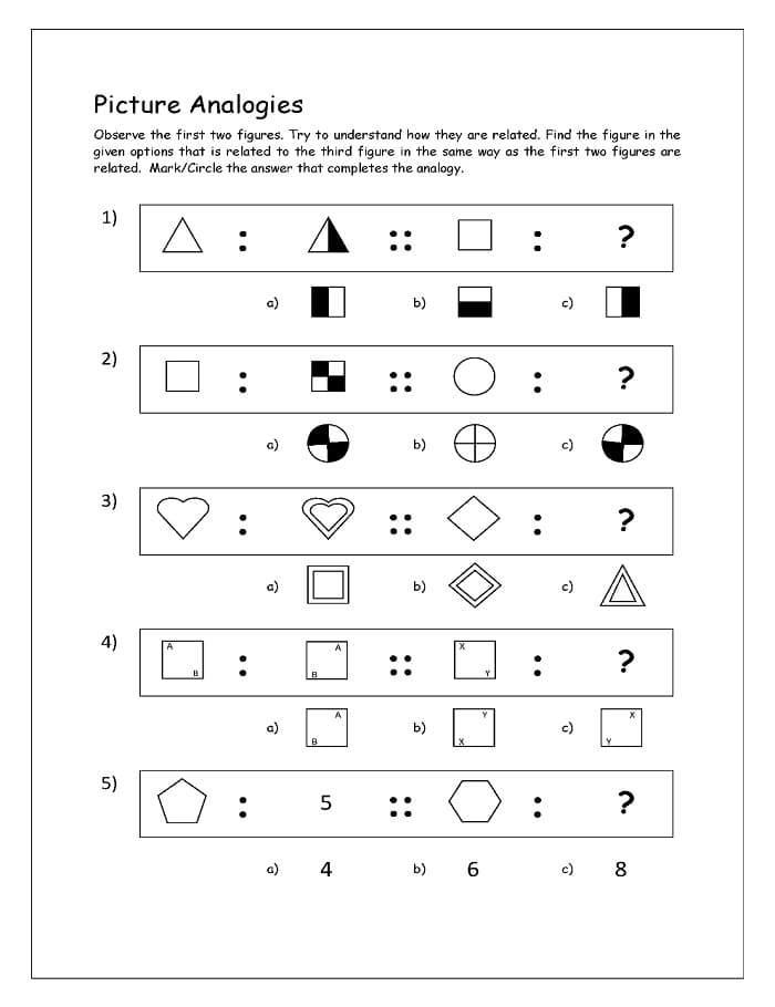 Printable Free Picture Analogy Worksheets