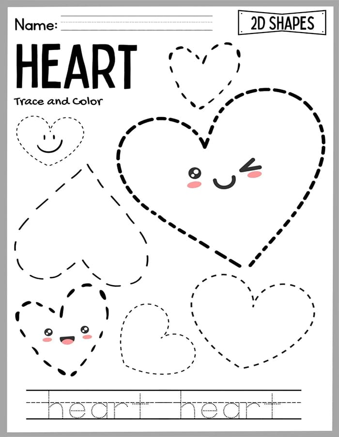Printable Heart Shape Tracing